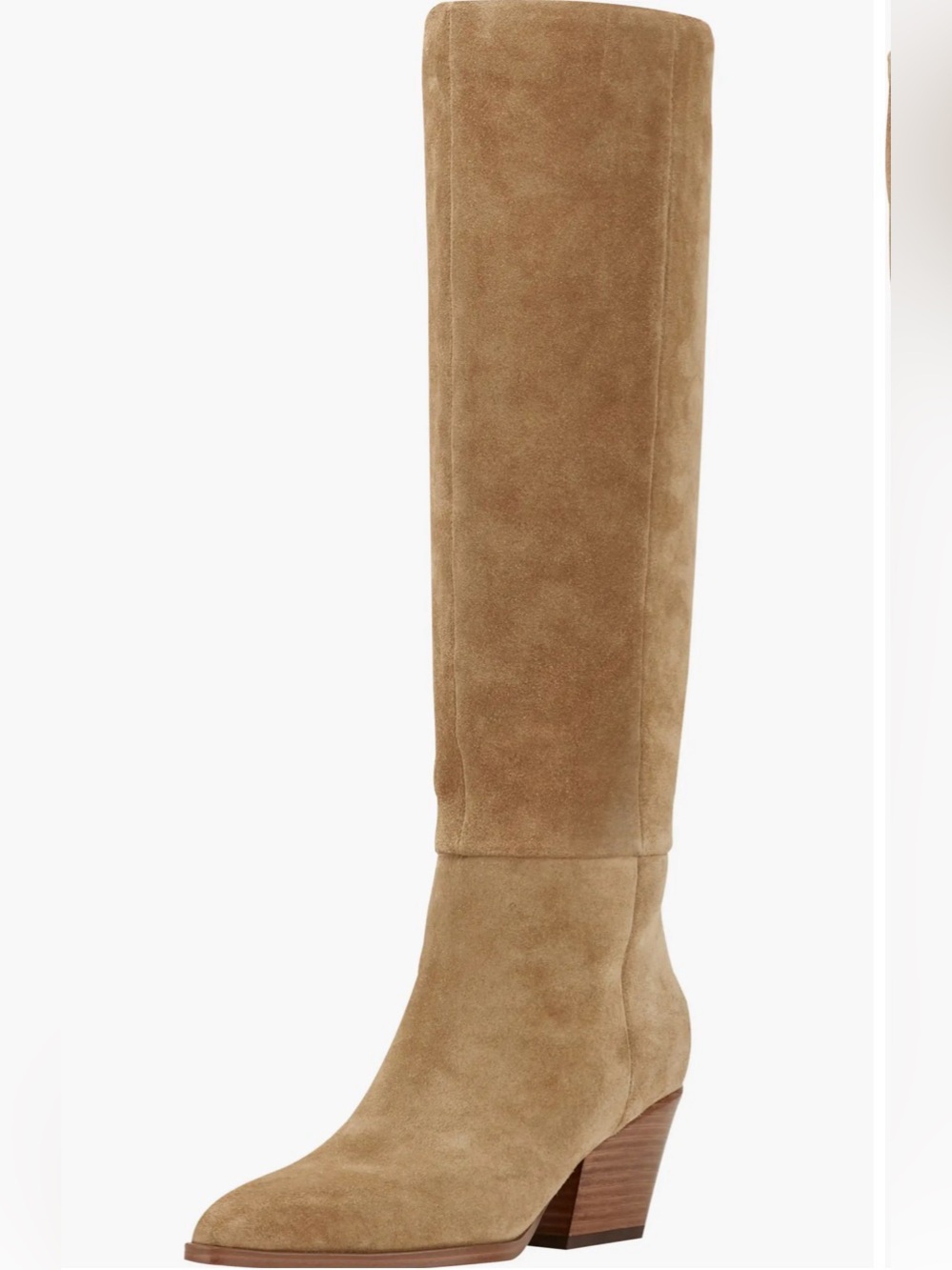 Marc Fisher Tarrie Tall Block Heel Boot Over-the-Knee Suede Boot in Camel size 5